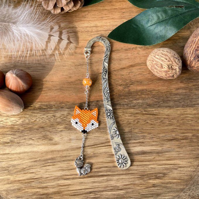 Marque-pages petit renard, tissage en perles Miyuki