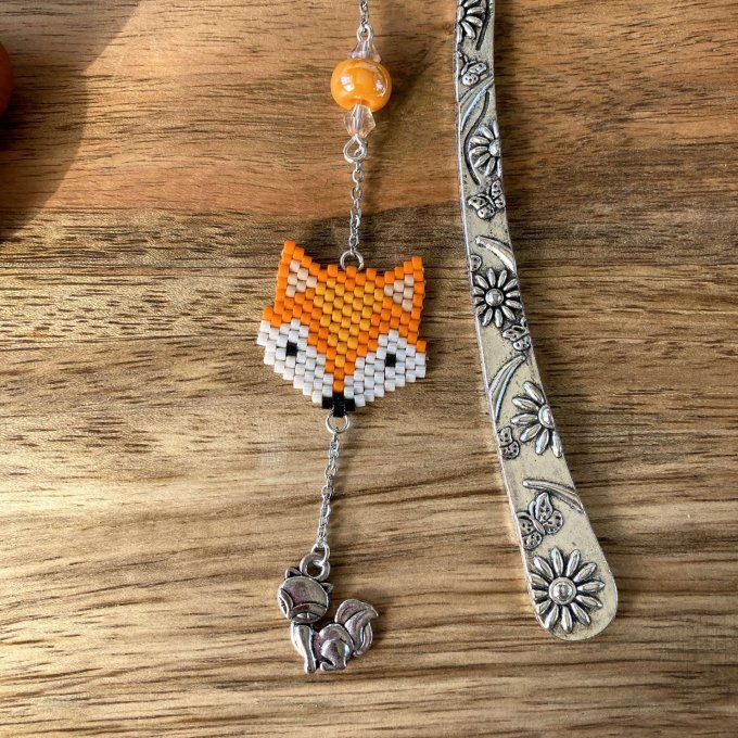 Marque-pages petit renard, tissage en perles Miyuki
