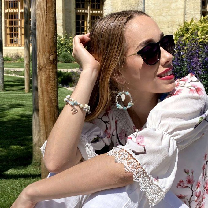 Boucles d’Oreilles Créoles en Amazonite 