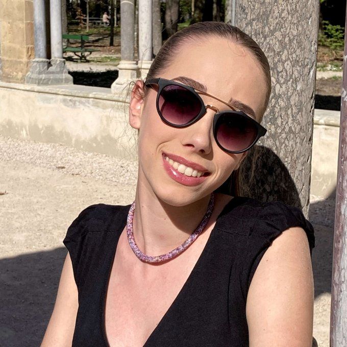 Collier Bracelet en perles de rocailles camaïeu de roses 