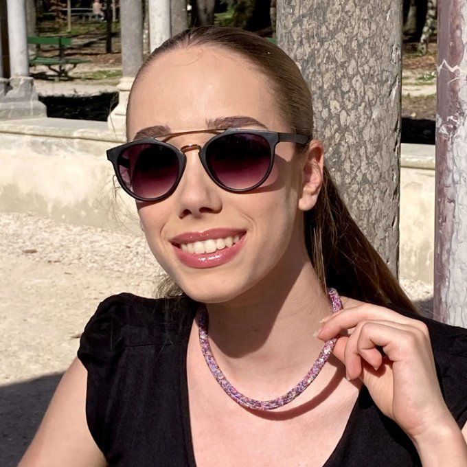 Collier Bracelet en perles de rocailles camaïeu de roses 