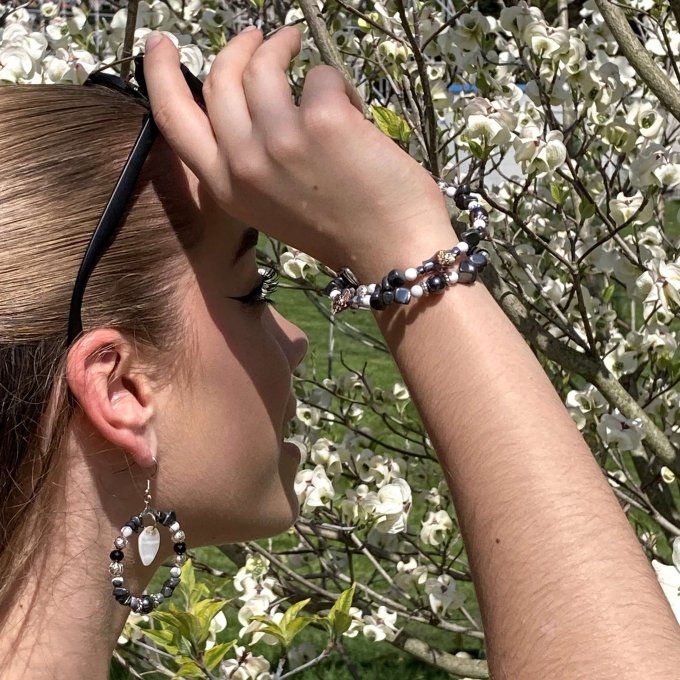 Boucles d’oreilles créoles en Hématite 