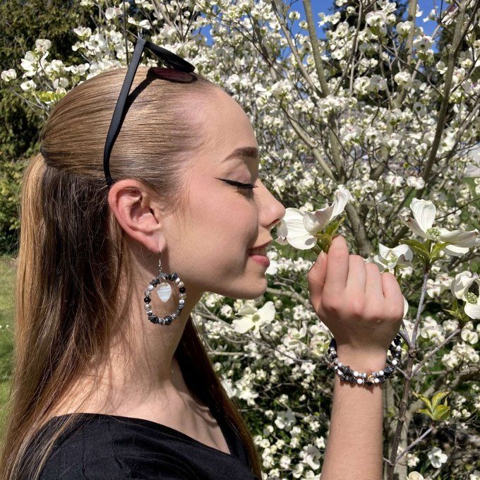 Boucles d’oreilles créoles en Hématite 