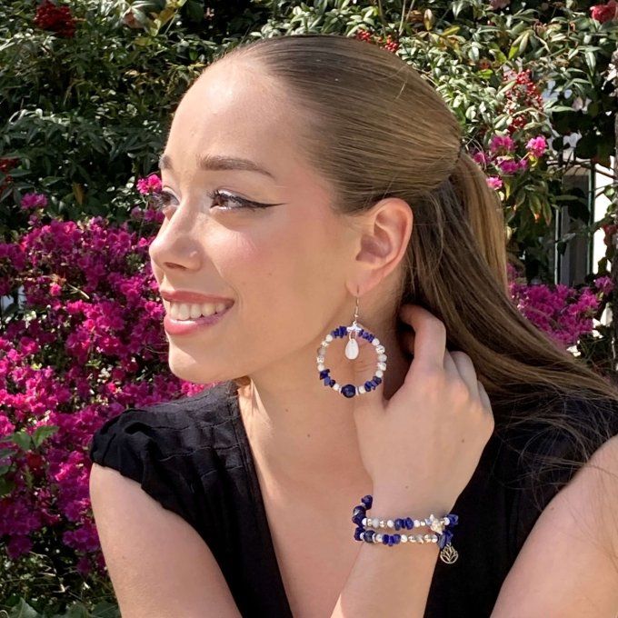 Boucles d’oreilles créoles en Lapis-Lazuli 