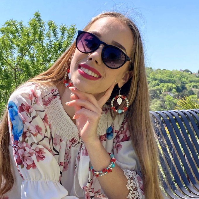 Boucles d’oreilles créoles en Bambou de Mer (imitation Corail)