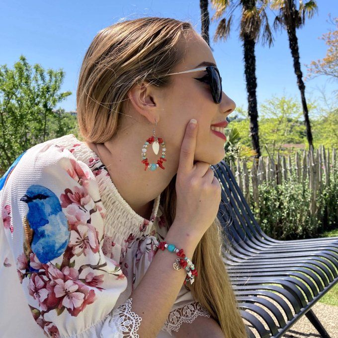 Bracelet Jonc en Bambou de Mer (imitation Corail) 