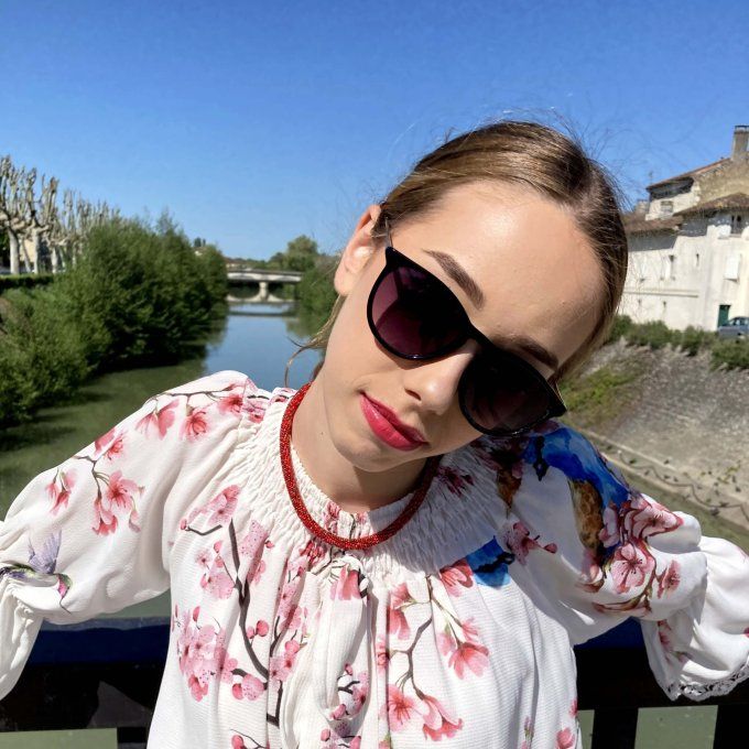 Collier Bracelet en perles de rocailles camaïeu de rouges 