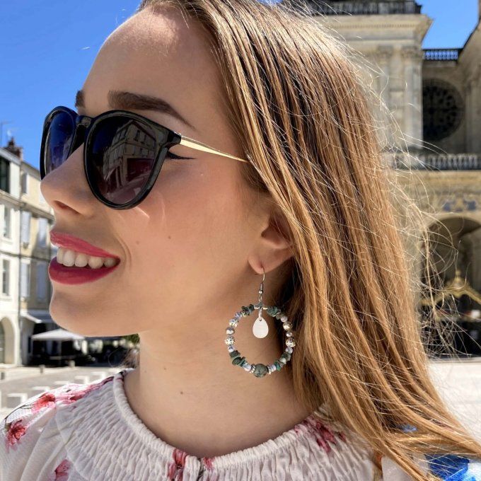 Boucles d’oreilles créoles en Turquoise Africaine