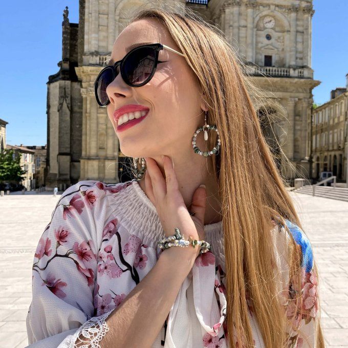 Boucles d’oreilles créoles en Turquoise Africaine