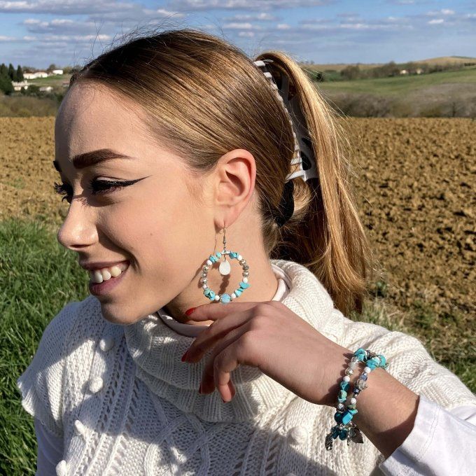 Boucles d’oreilles créoles en Turquoise