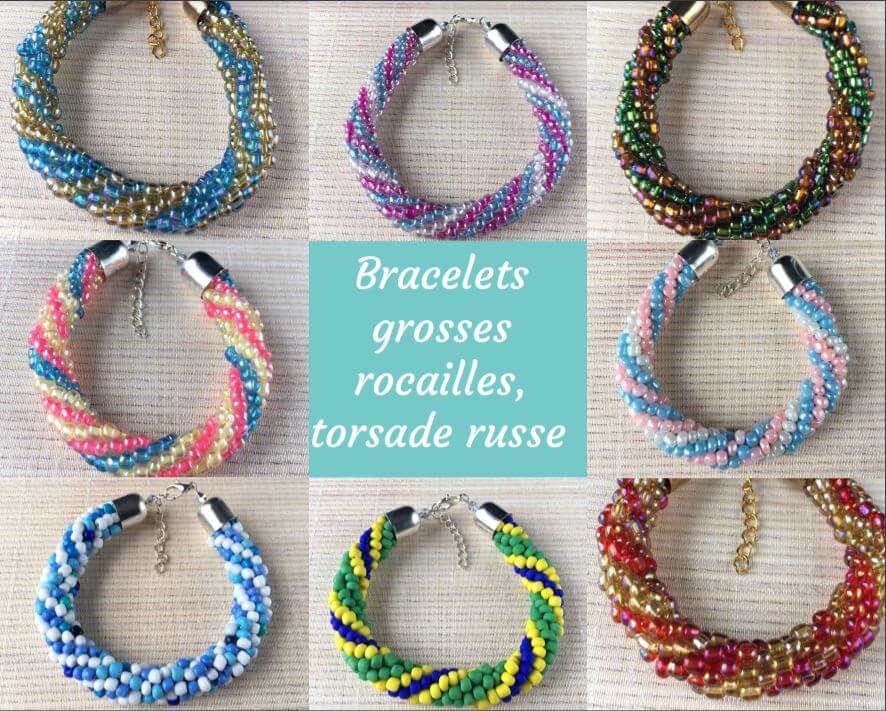 Bracelets au crochet en grosses rocailles